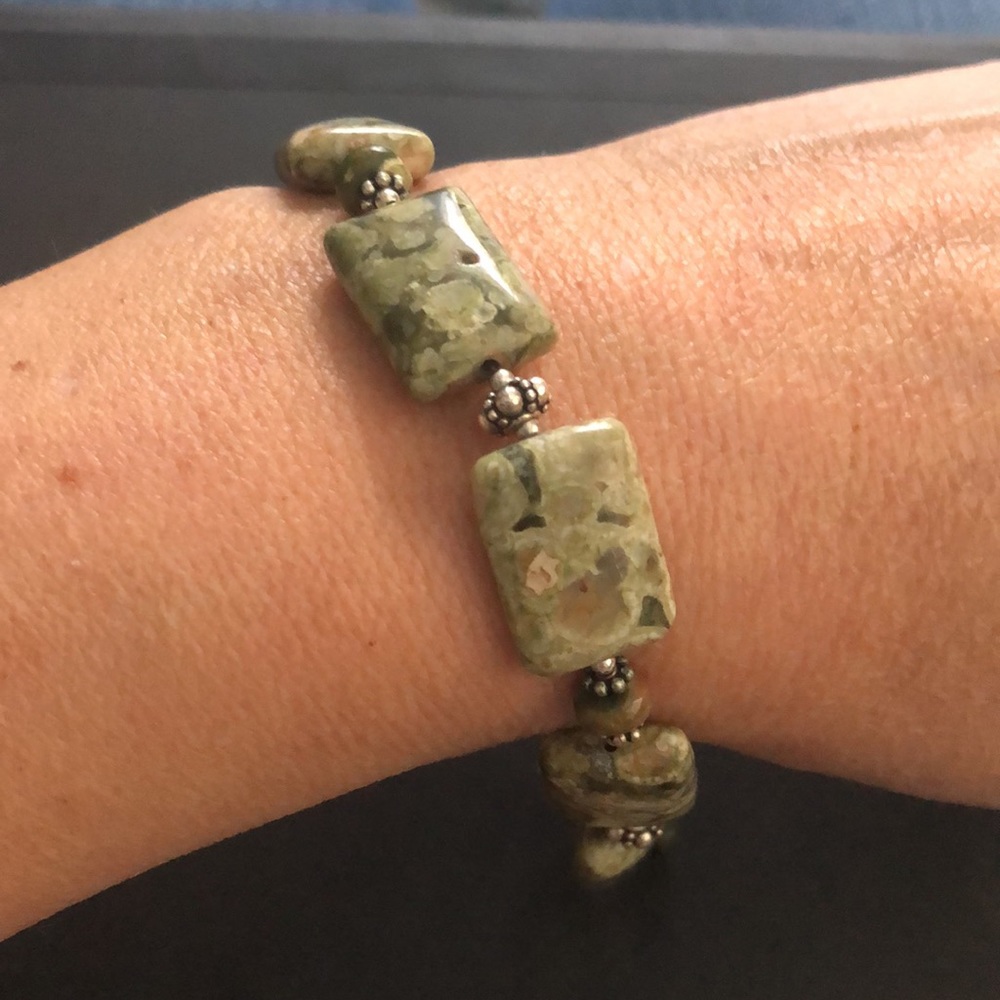 Green 6 Rectangular Jasper Stone Bracelet Toggle … - image 7